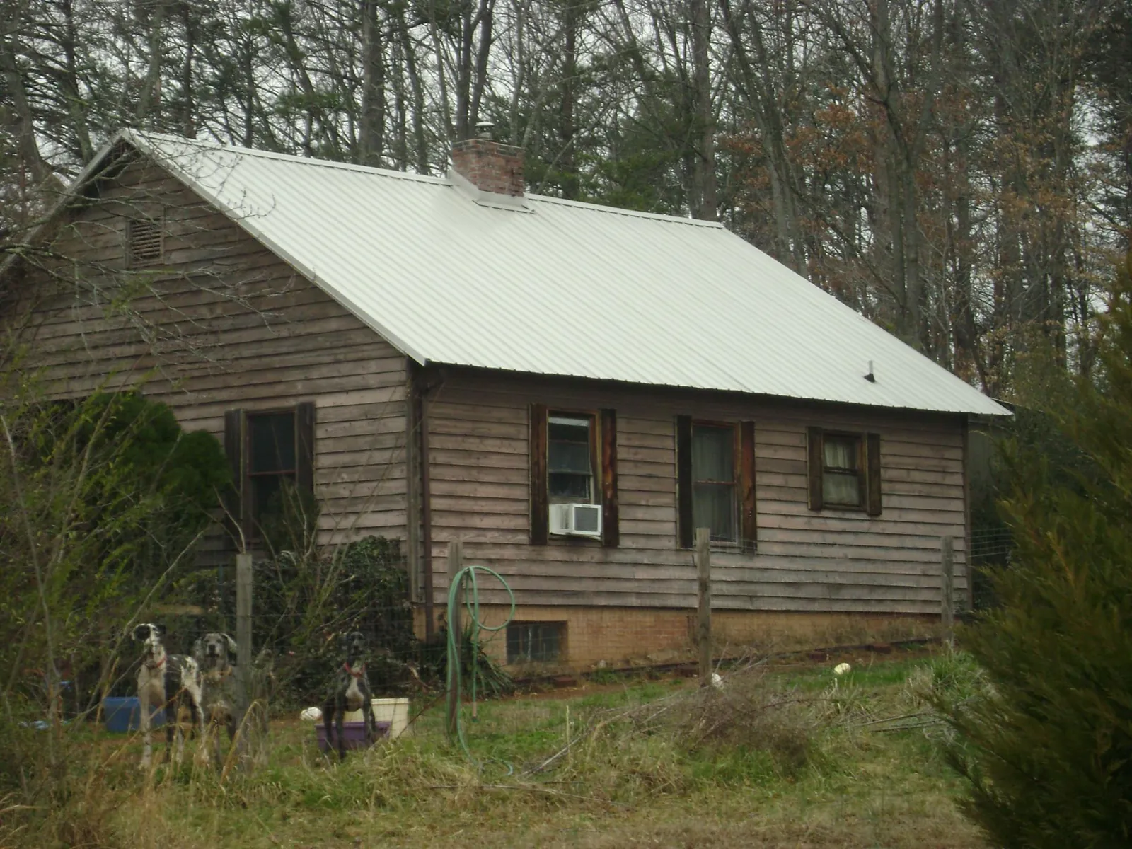 White metal roof on an old wood sided farmhouse, from a Asphalt Shingle Roof Repair job in Kewaskum